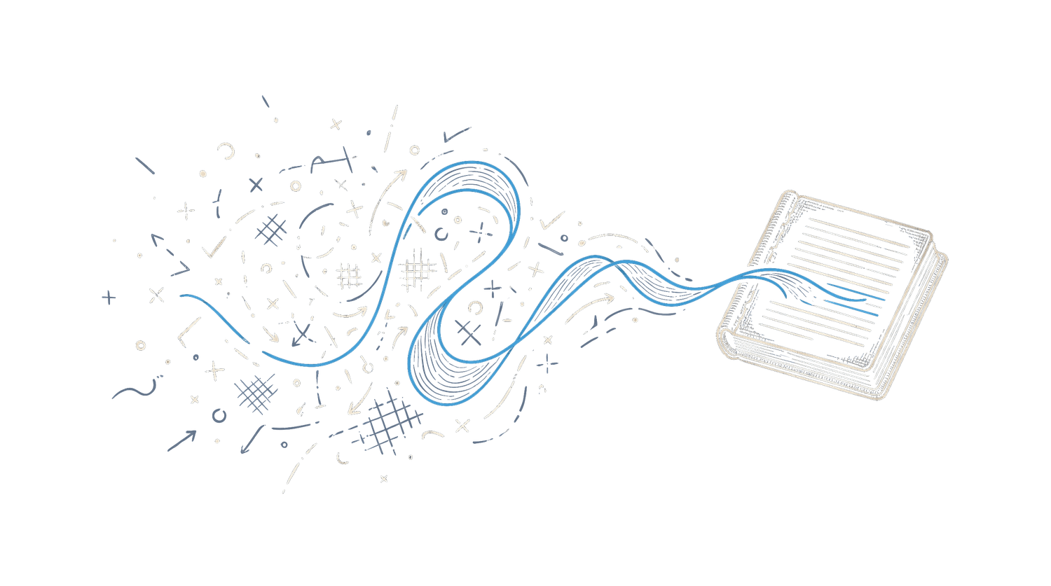 An engraved illustration of scattered signals gathering into a structured playbook of measured lines.