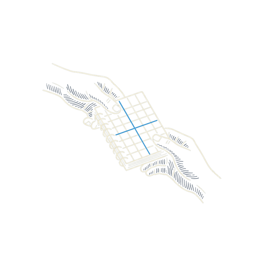 One hand passing a bound lattice tablet to another.